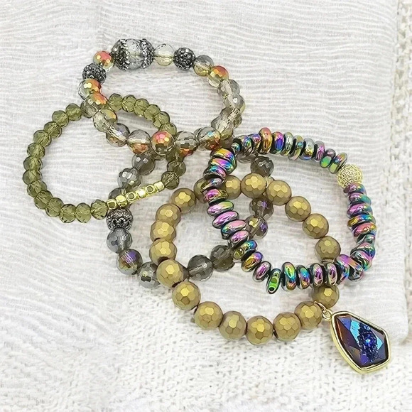 🆕️5pc Boho Chic Handmade Beaded Stackable Stretchy Trendy Bracelet Set 🌿 - Picture 12 of 16